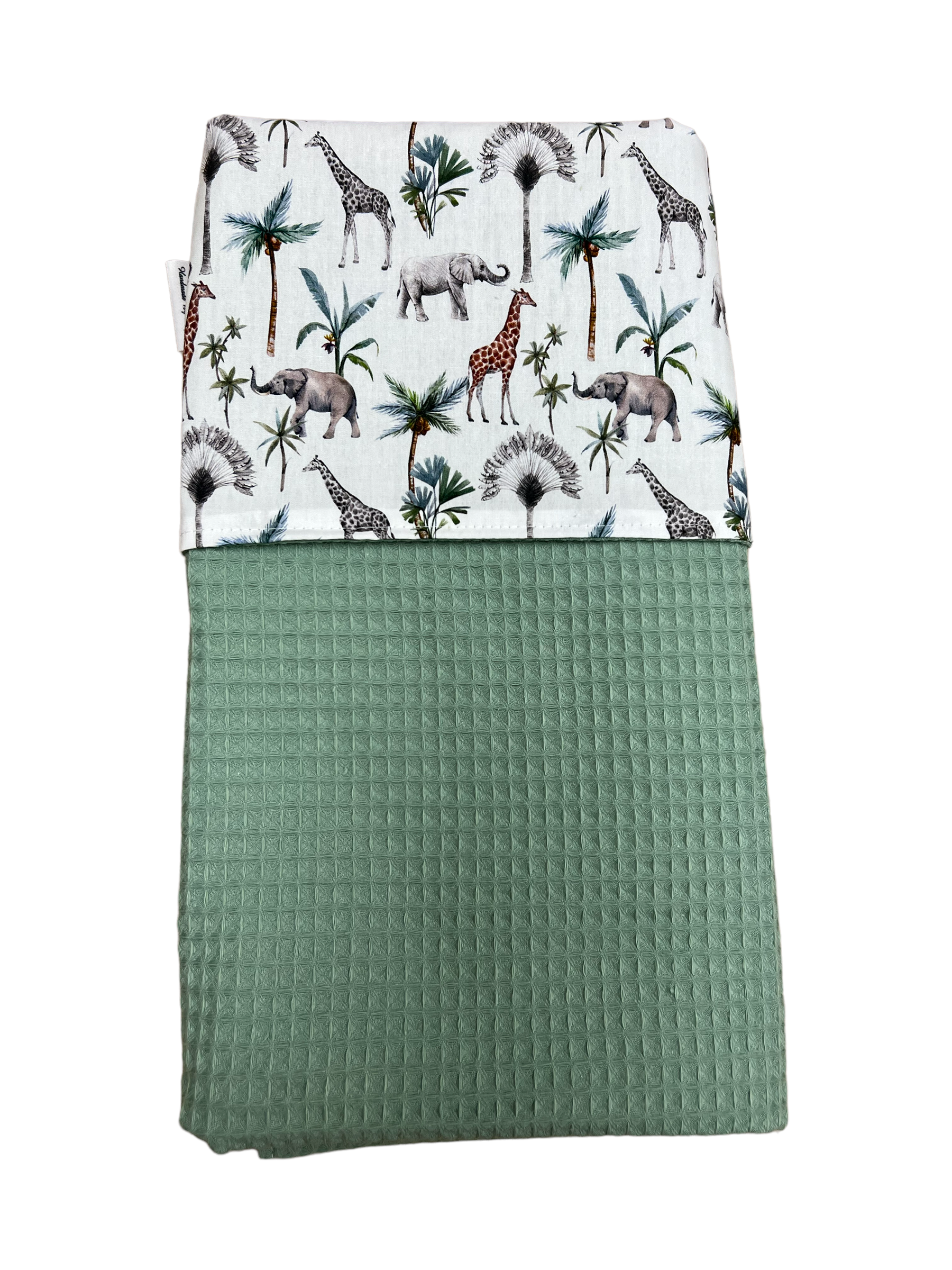 Baby deken kinderwagen deken wieg deken oud groen jungle giraffe olifantjes