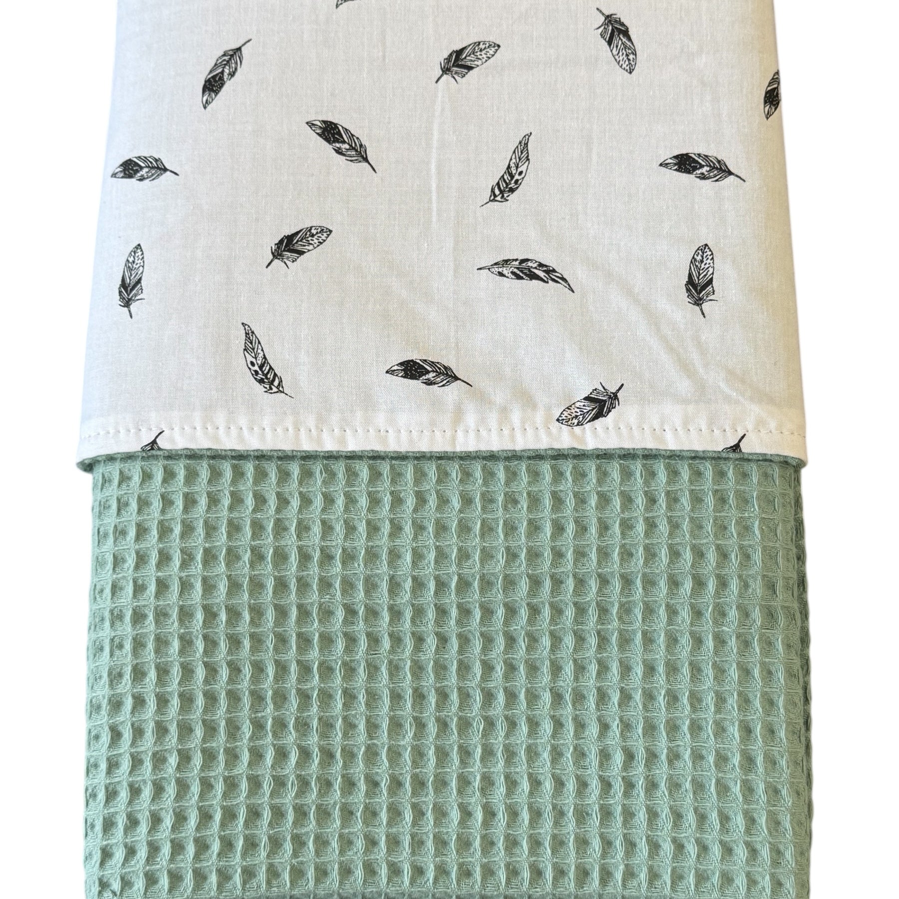 Baby deken kinderwagen deken wieg deken kleine veertjes dusty green