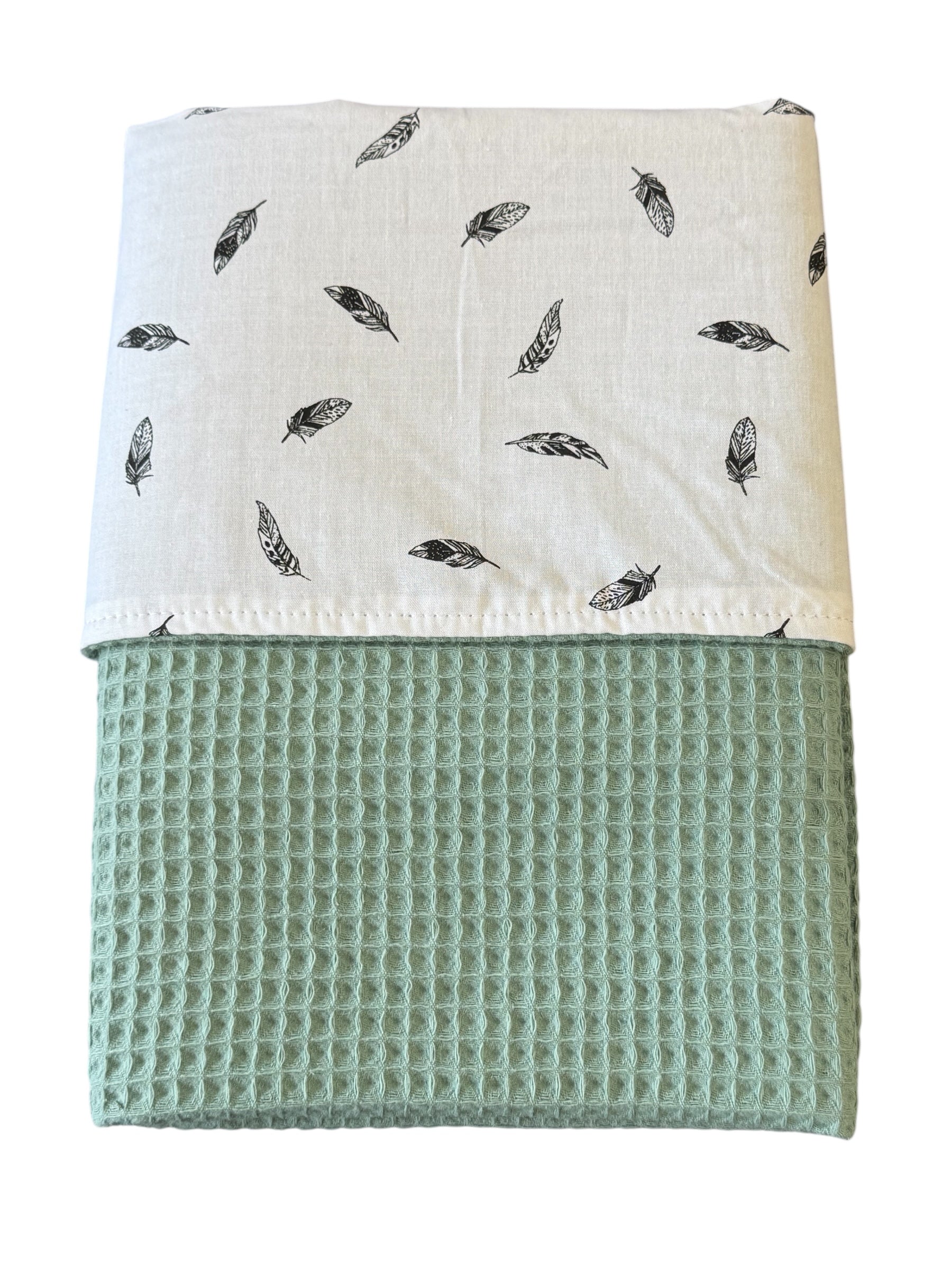 Baby deken kinderwagen deken wieg deken kleine veertjes dusty green