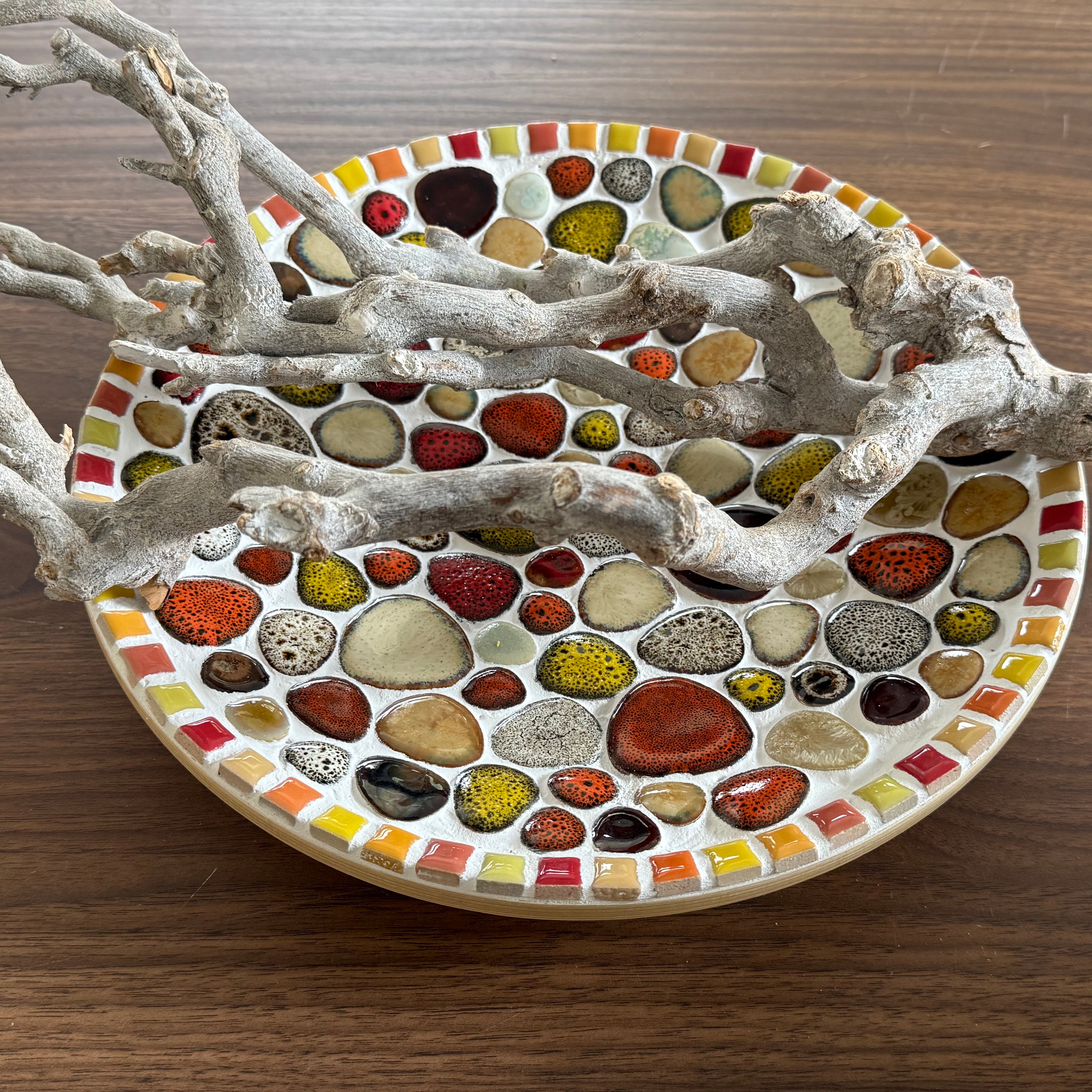 Mozaïek schaal handgemaakt Autumn red