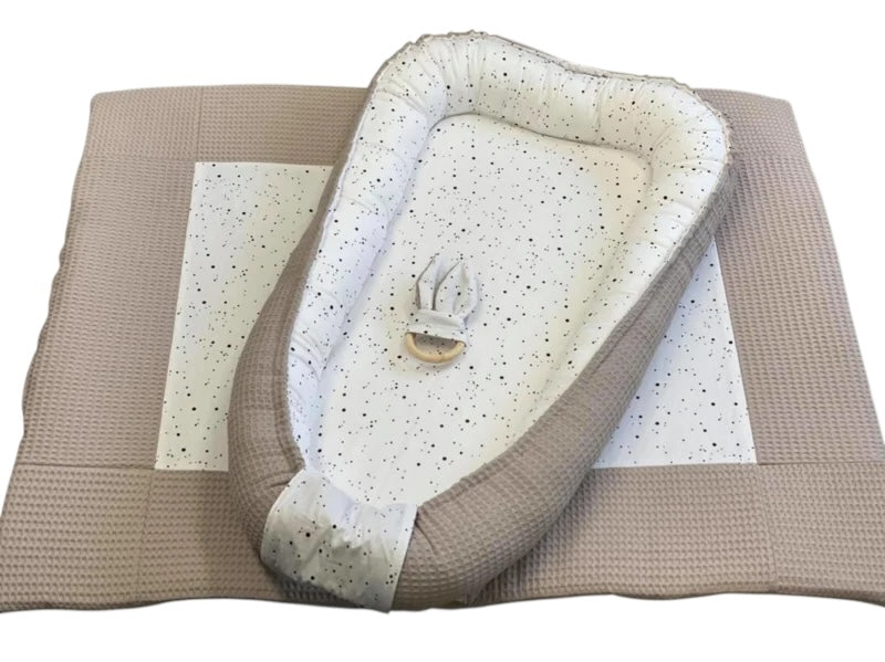 Boxkleed zand beige kleur confetti