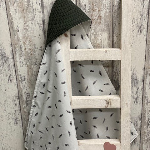 Wikkeldoek zwart kleine veertjes