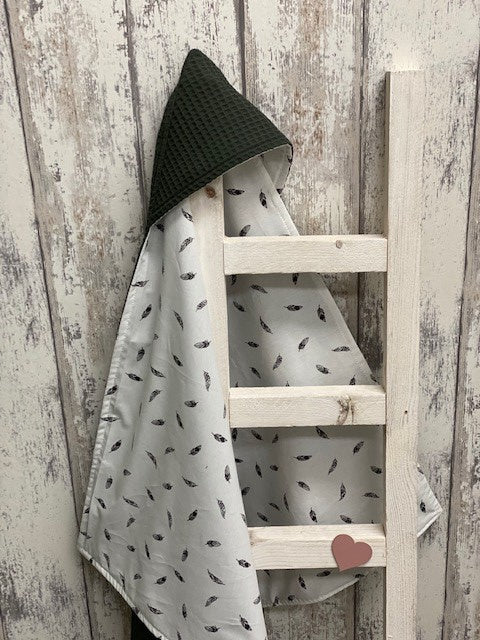 Wikkeldoek zwart kleine veertjes