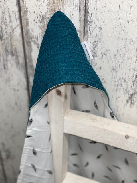 Wikkeldoek petrol kleine veertjes