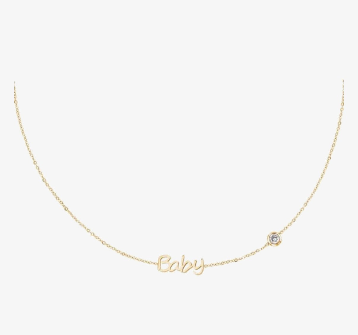 Geboorte ketting Girl Goud kleur met Roze steen