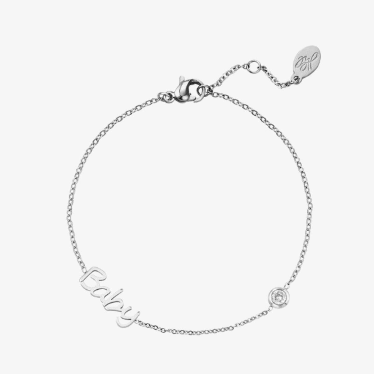 Geboorte Armband Baby Zilver kleur met steen