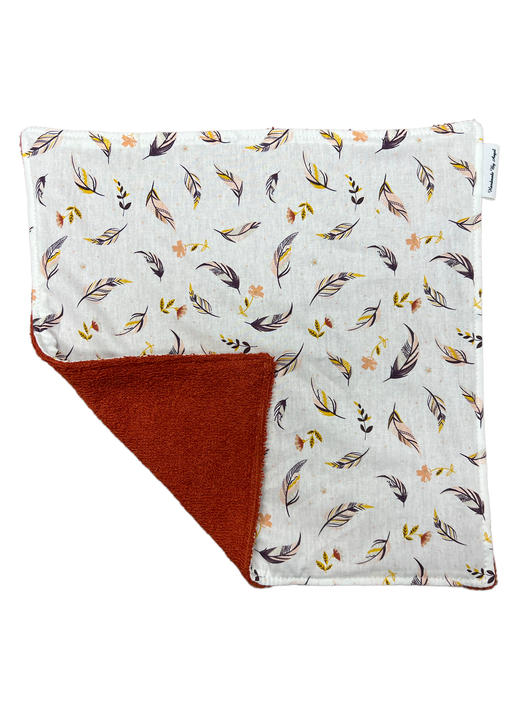 Spuugdoekje koper gele veertjes