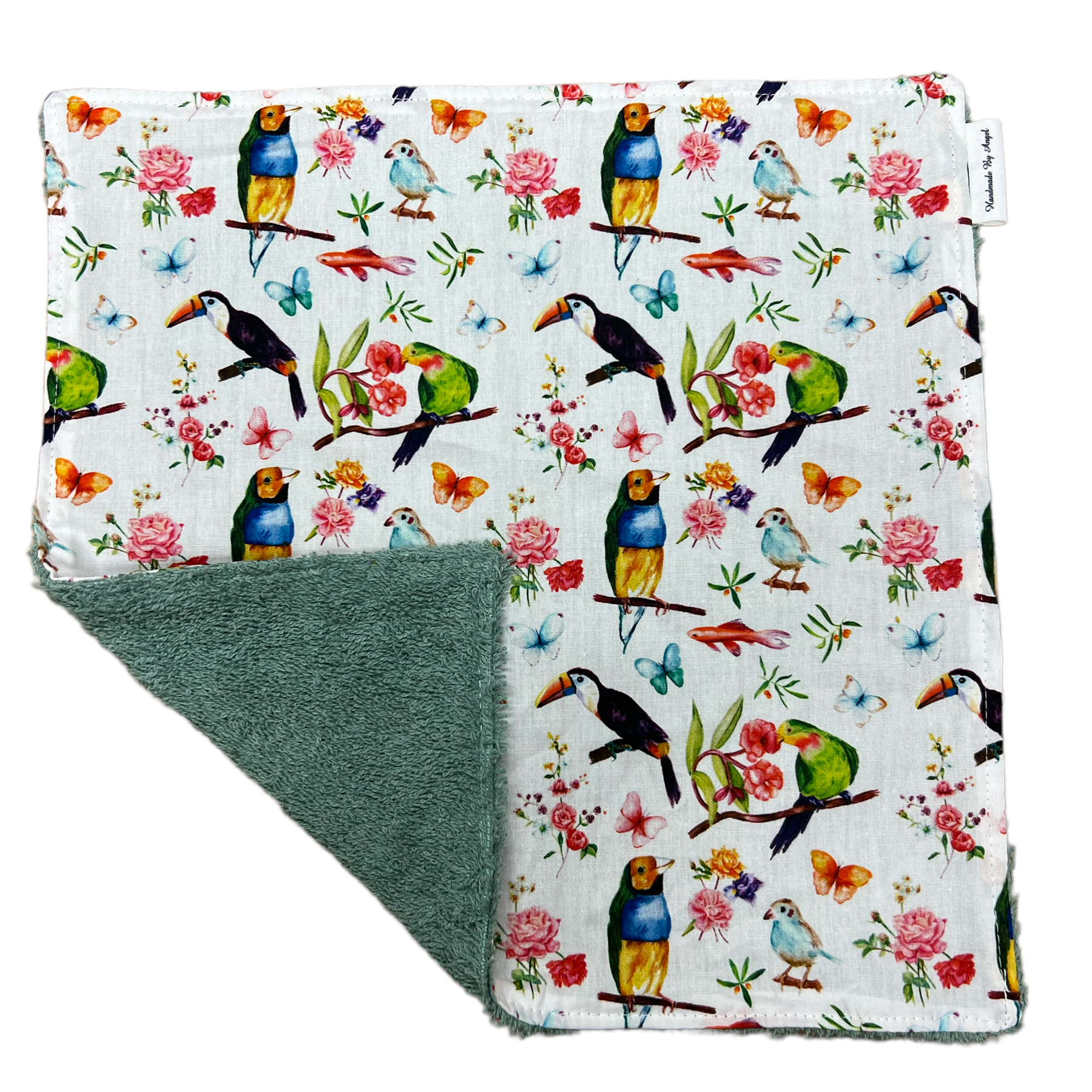 Spuugdoekje oud groen birds