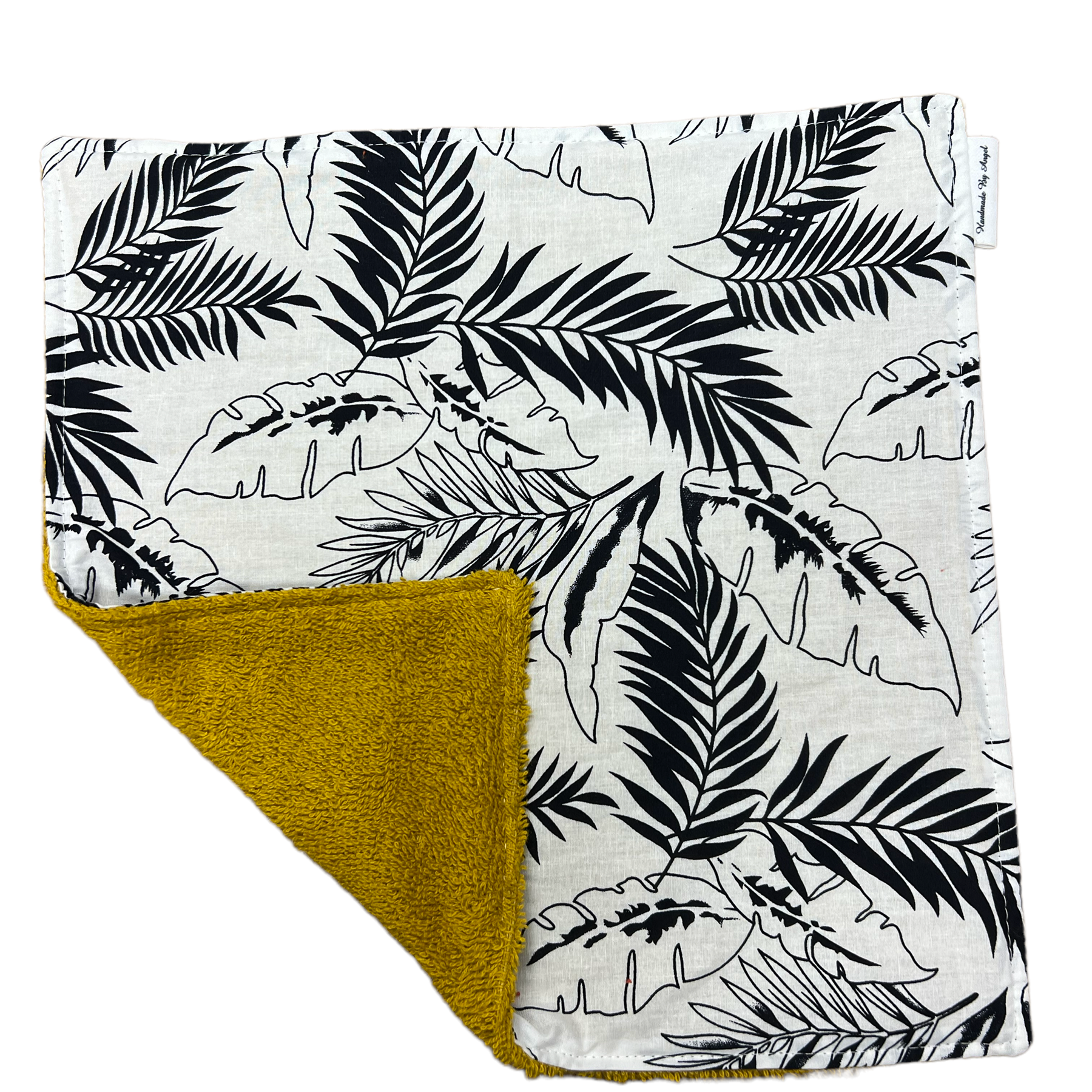 Spuugdoekje oker geel grote bladeren