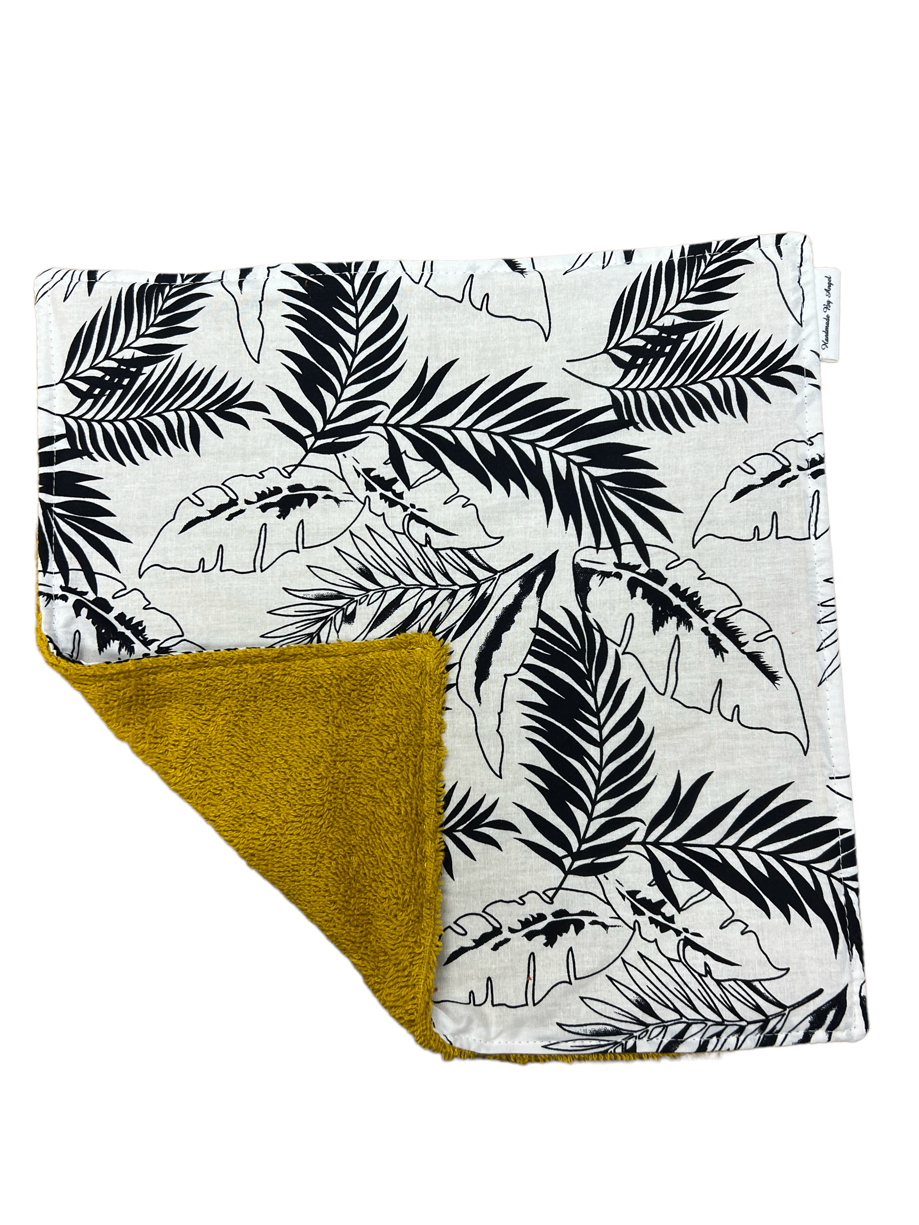 Spuugdoekje oker geel grote bladeren