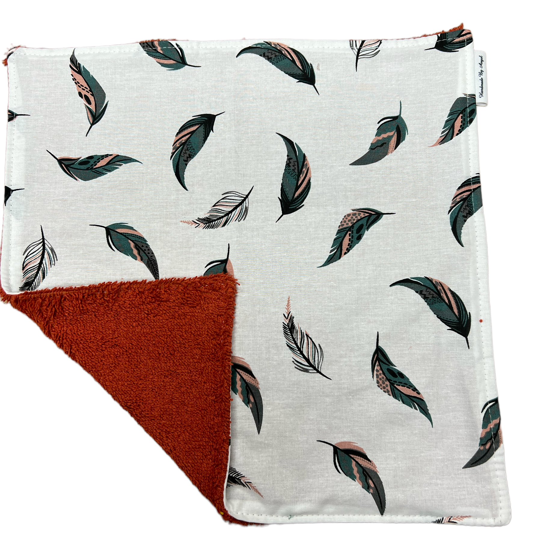 Spuugdoekje koper gekleurde veertjes