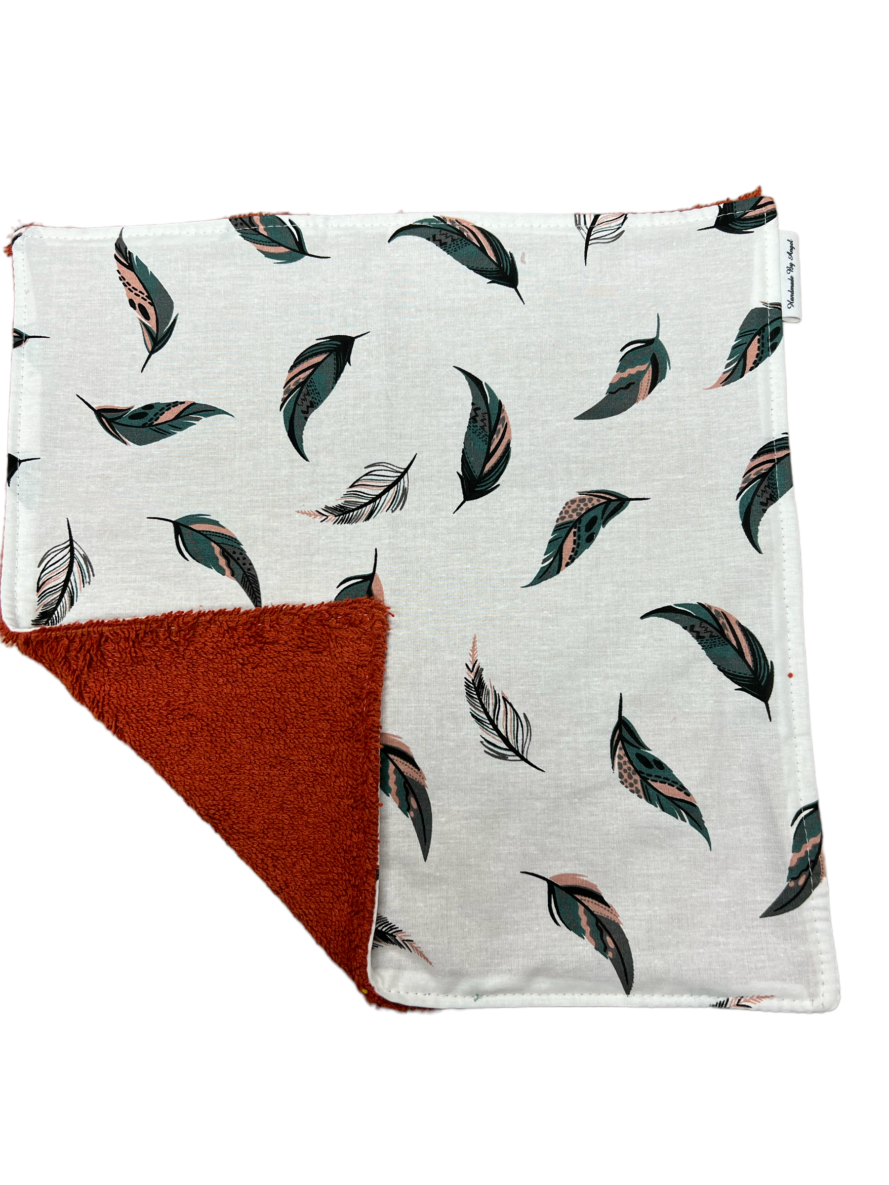 Spuugdoekje koper gekleurde veertjes