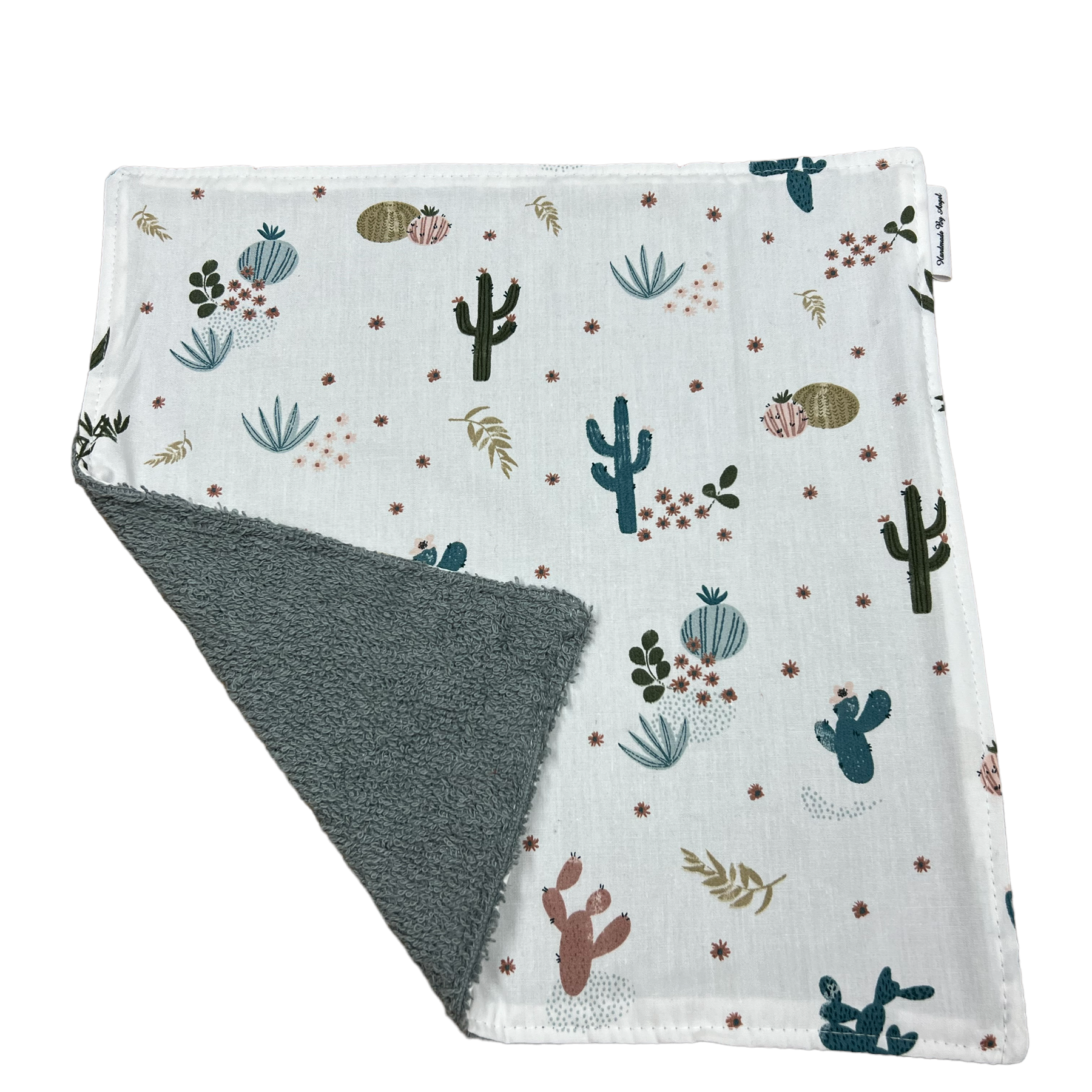 Spuugdoekje oud groen gekleurde cactussen