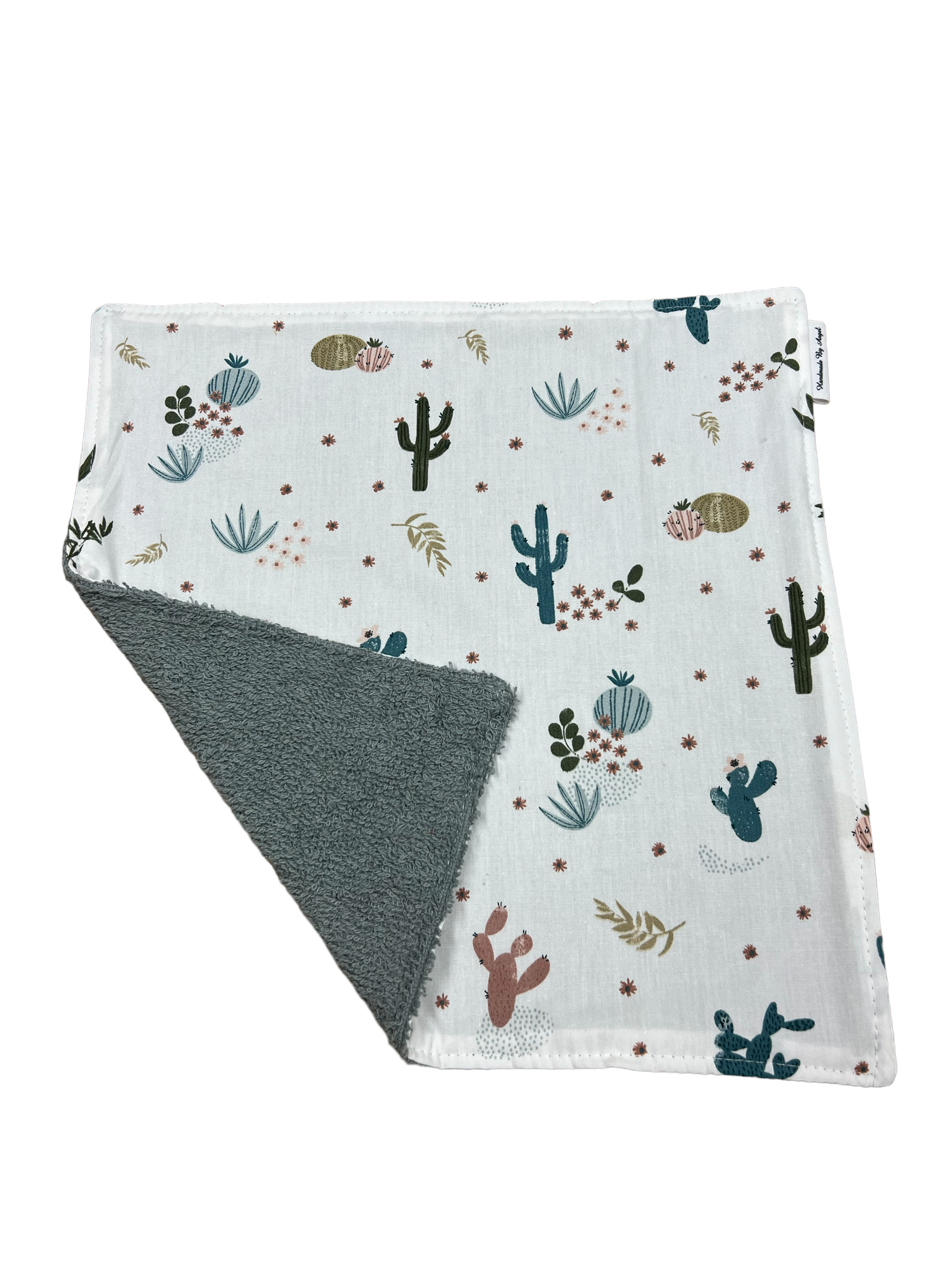 Spuugdoekje oud groen gekleurde cactussen