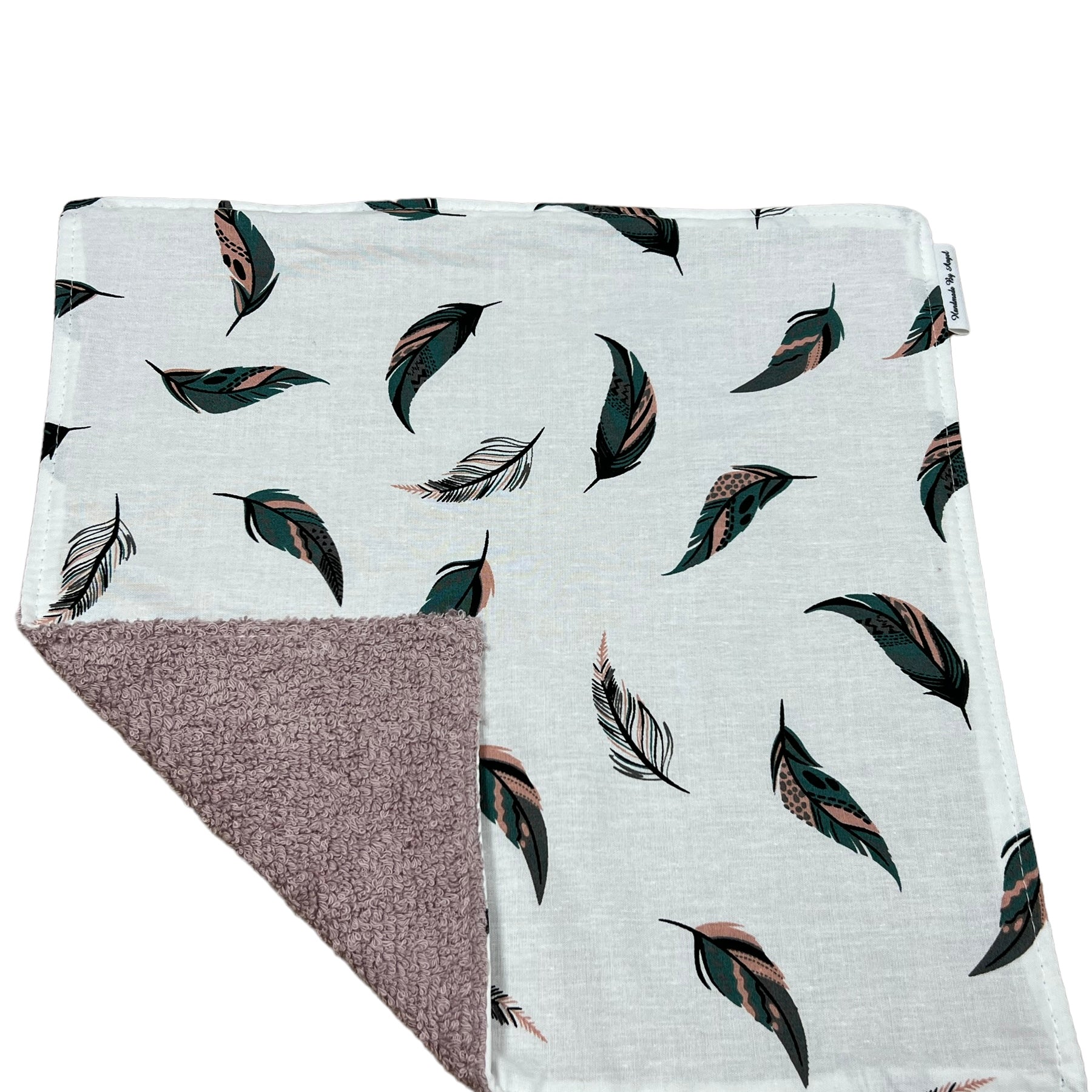 Spuugdoekje oud roze gekleurde veertjes