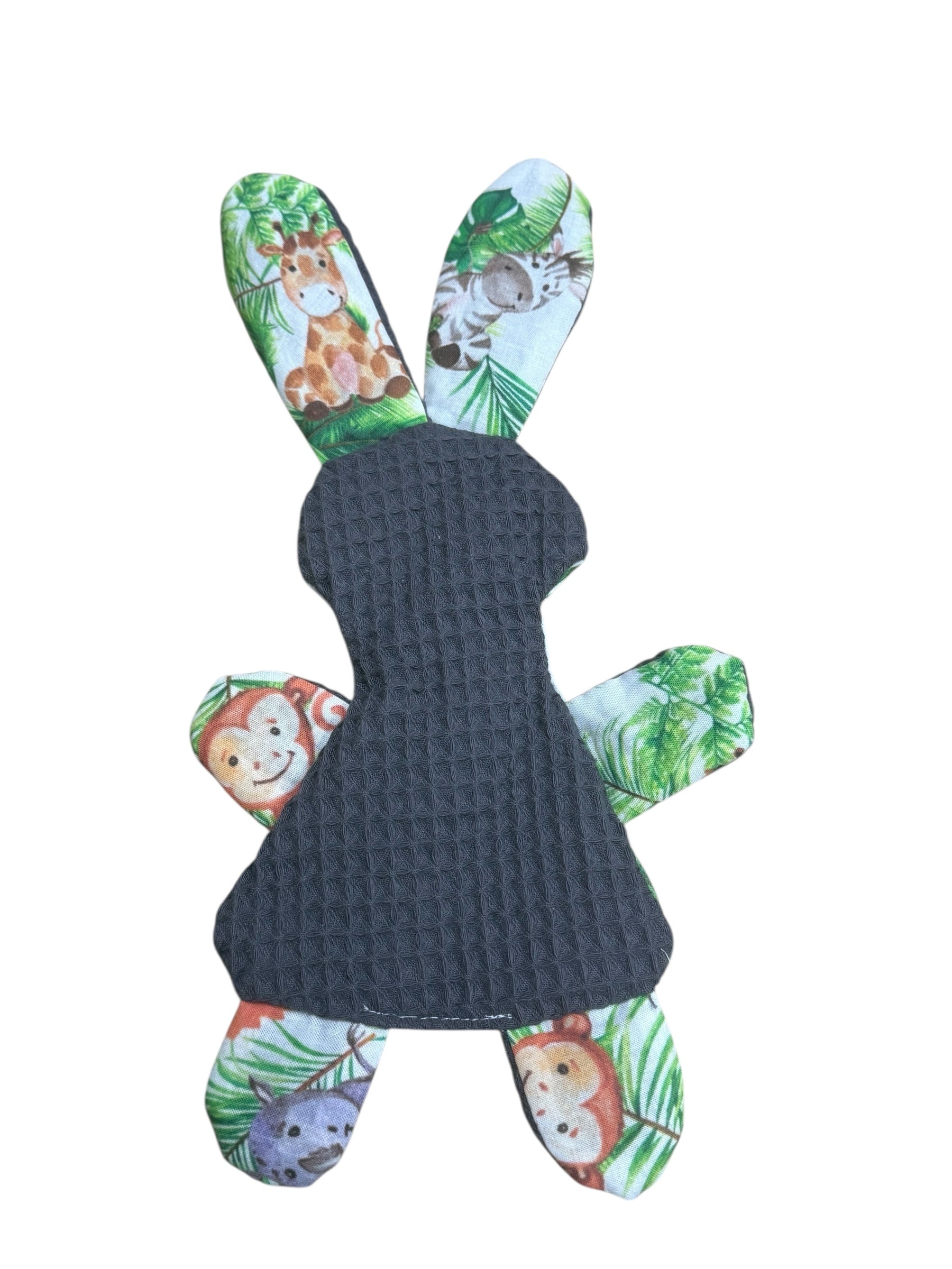 Knuffeldoekje konijn antraciet grijs blauw baby jungle