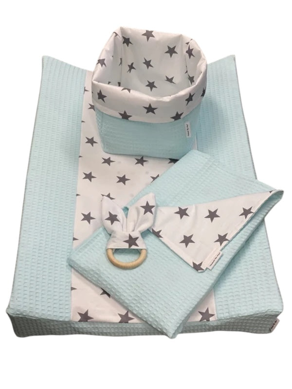 Aankleedkussen hoes Mint groen grote sterren