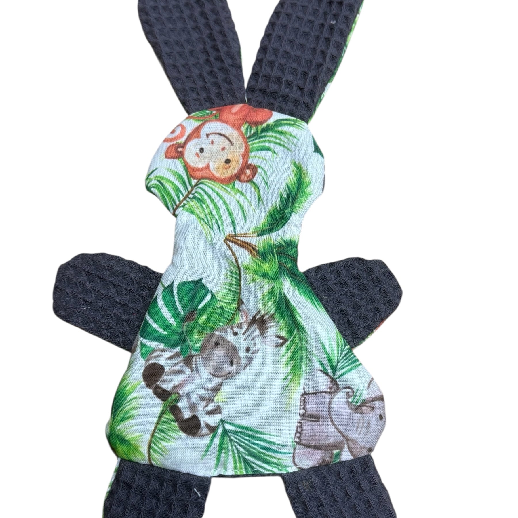 Knuffeldoekje konijn antraciet grijs blauw baby jungle