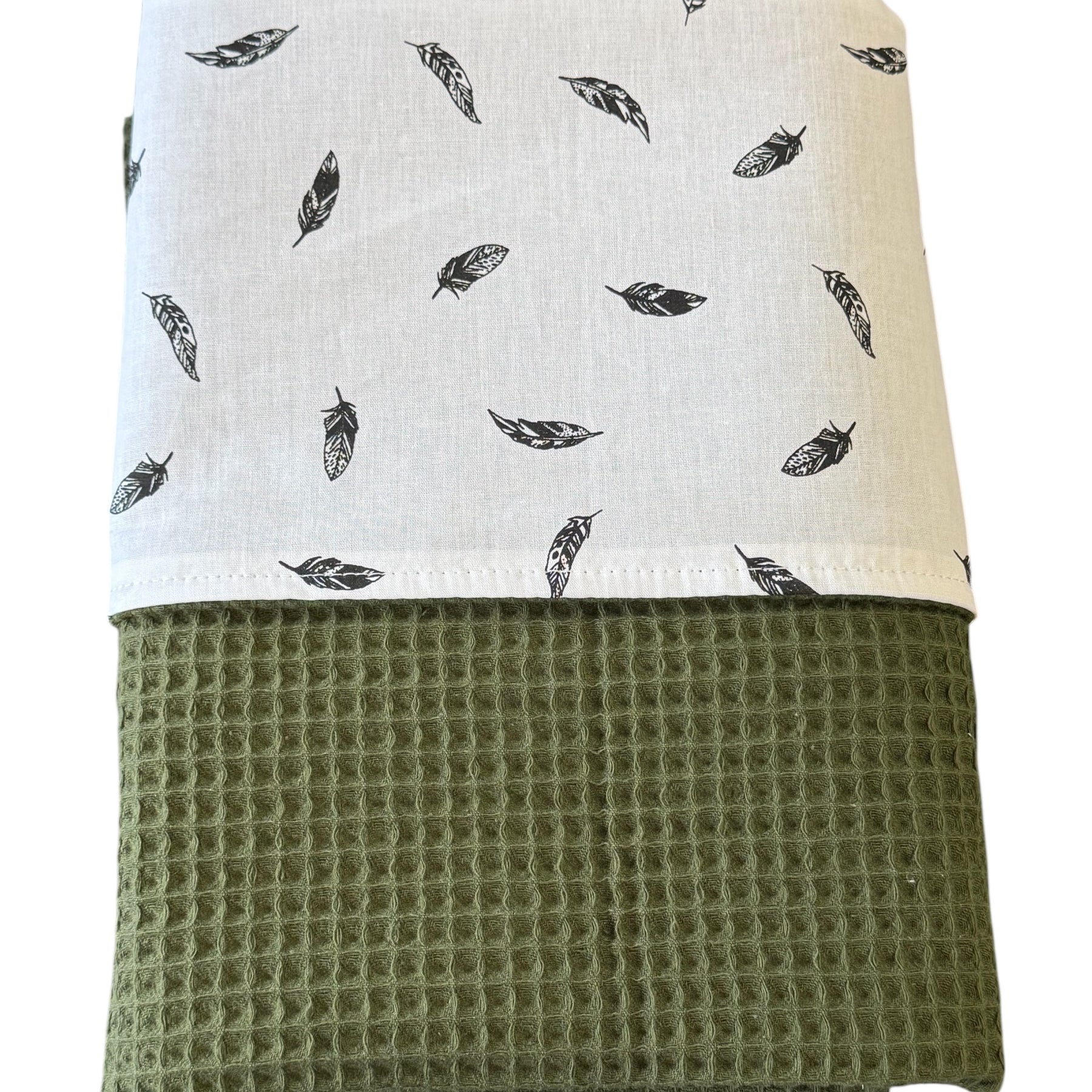 Baby deken kinderwagen deken wieg deken kleine veertjes legergroen