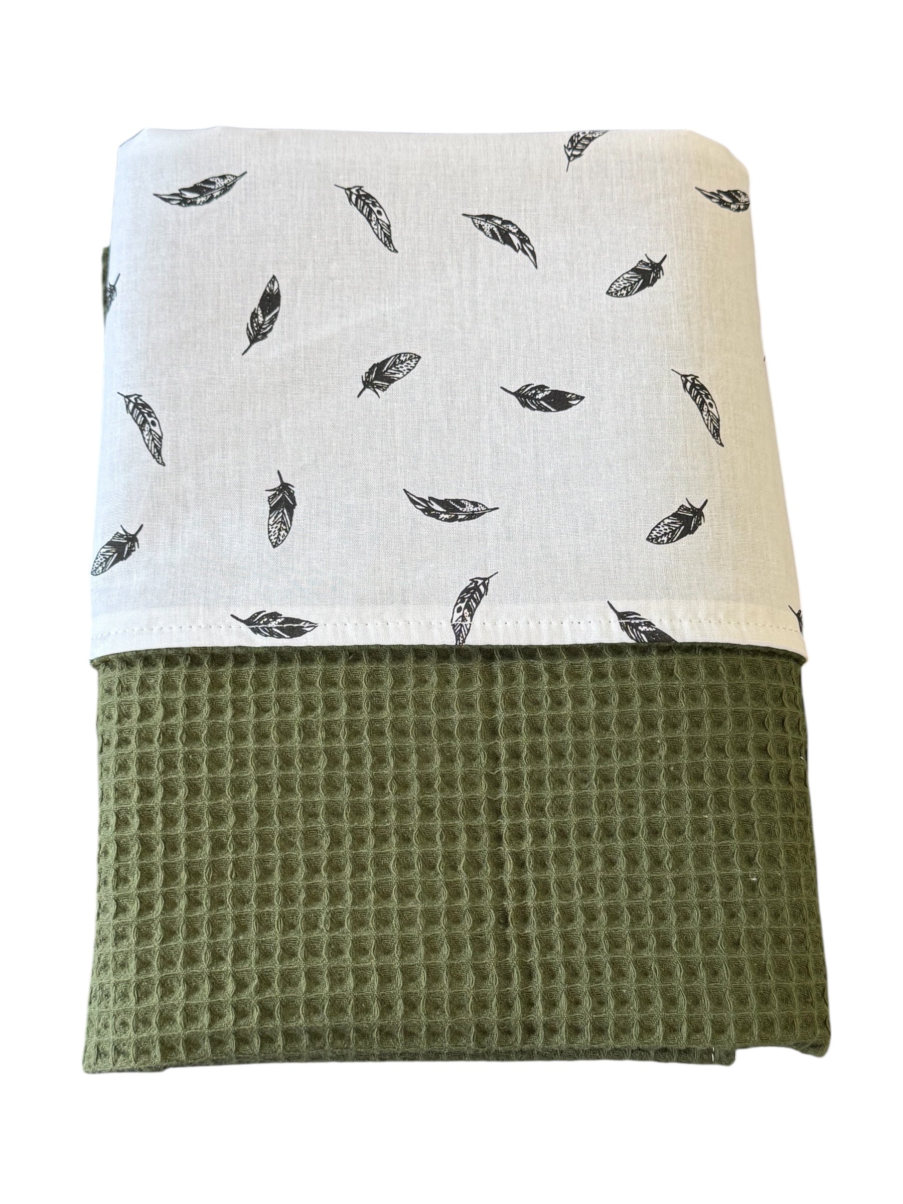 Baby deken kinderwagen deken wieg deken kleine veertjes legergroen