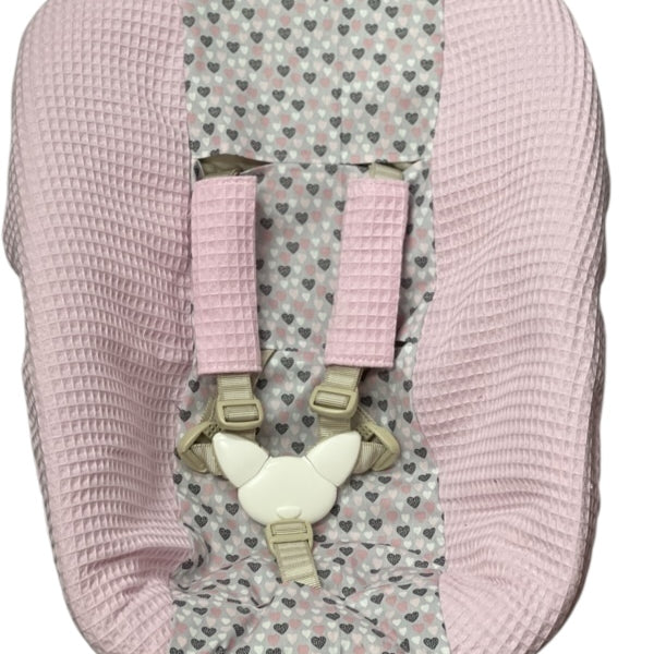 Stokke newborn hoes roze grijs roze hartjes
