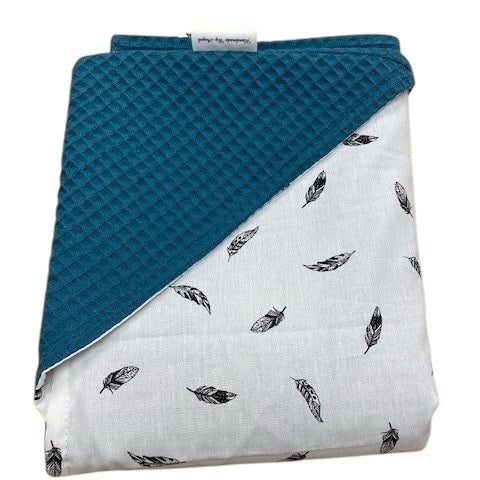 Wikkeldoek petrol kleine veertjes