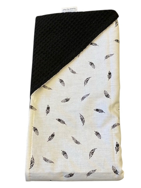Wikkeldoek zwart kleine veertjes