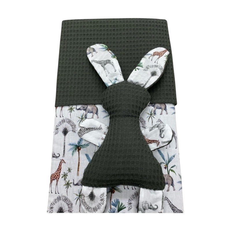 Knuffeltje konijn donker grijs jungle giraffe olifantjes