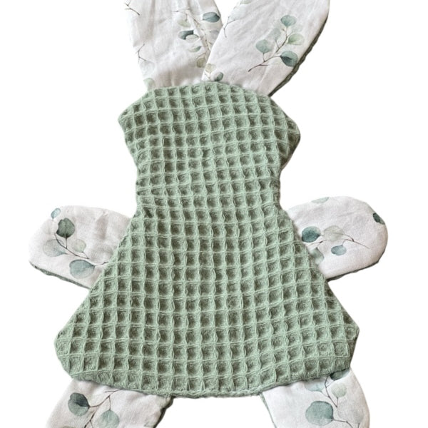 Knuffeldoekje konijn oud groen eucalyptus takje