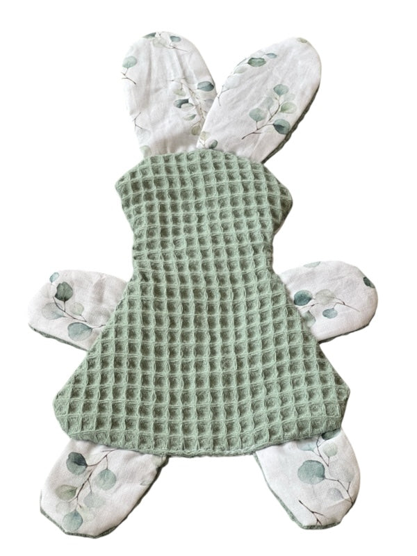 Knuffeldoekje konijn oud groen eucalyptus takje