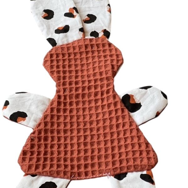 Knuffeldoekje konijn koper panter orange