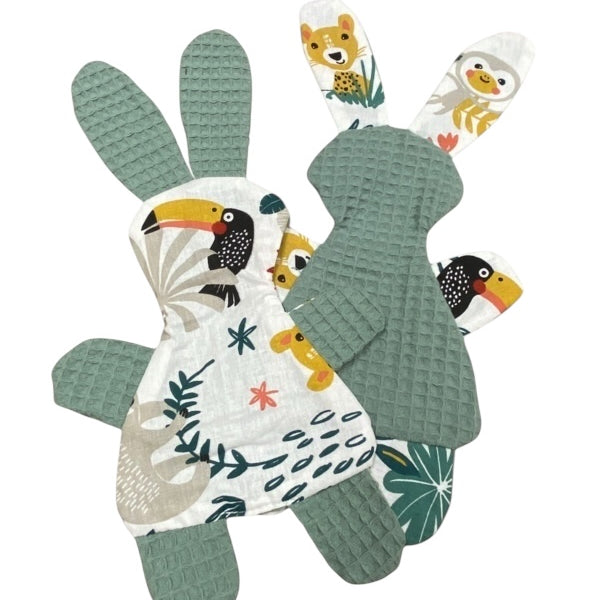 Knuffeldoekje konijn oud groen jungle