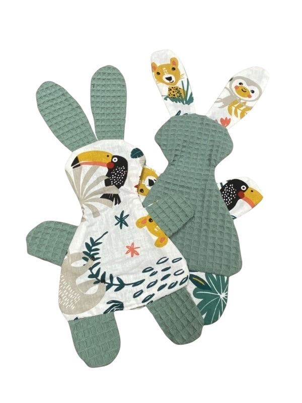 Knuffeldoekje konijn oud groen jungle