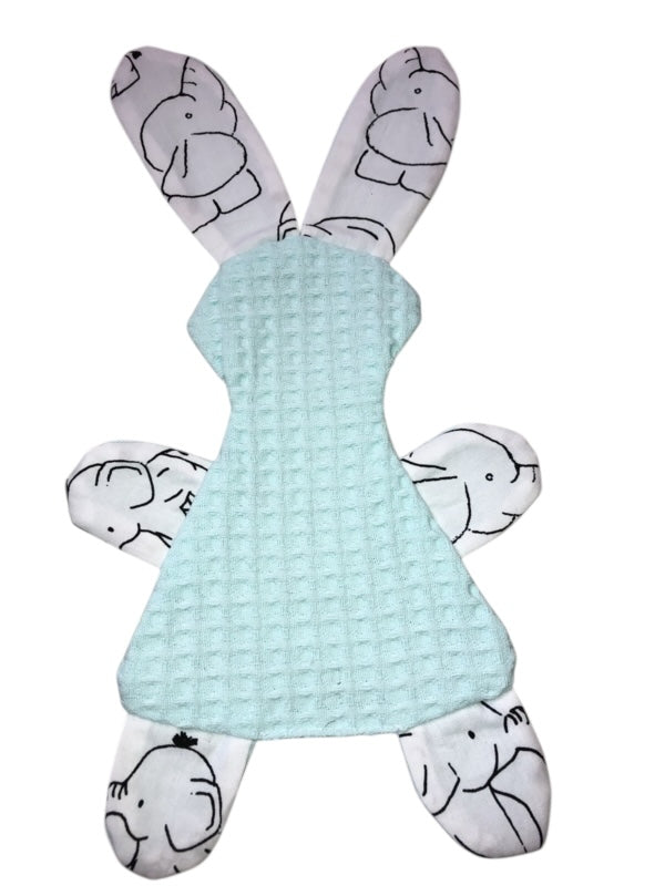 Knuffeldoekje konijn mint groen olifanten