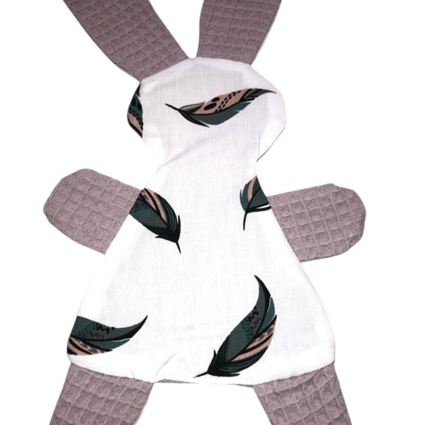 Knuffeldoekje konijn oud roze gekleurde veertjes