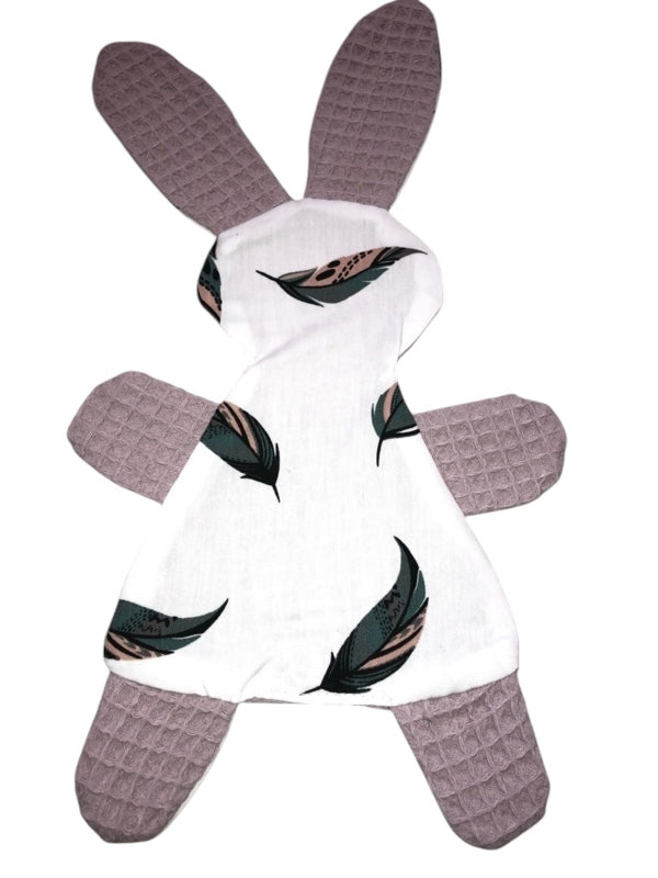 Knuffeldoekje konijn oud roze gekleurde veertjes