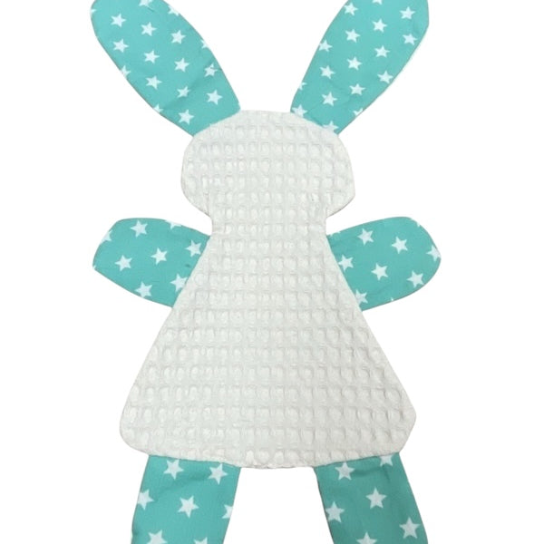 Knuffeldoekje konijn groen sterren