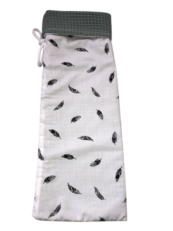 Kruikzak oud groen kleine veertjes