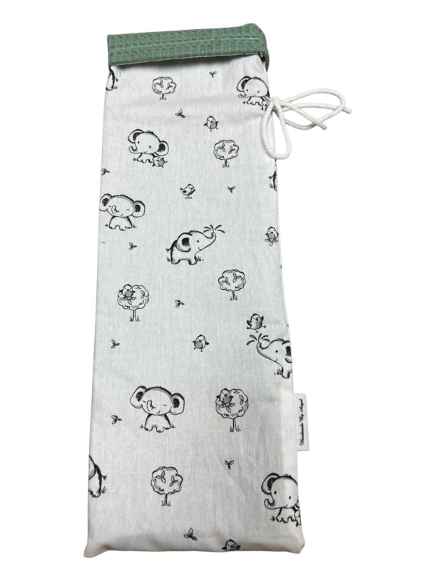 Kruikzak oud groen kleine olifantjes