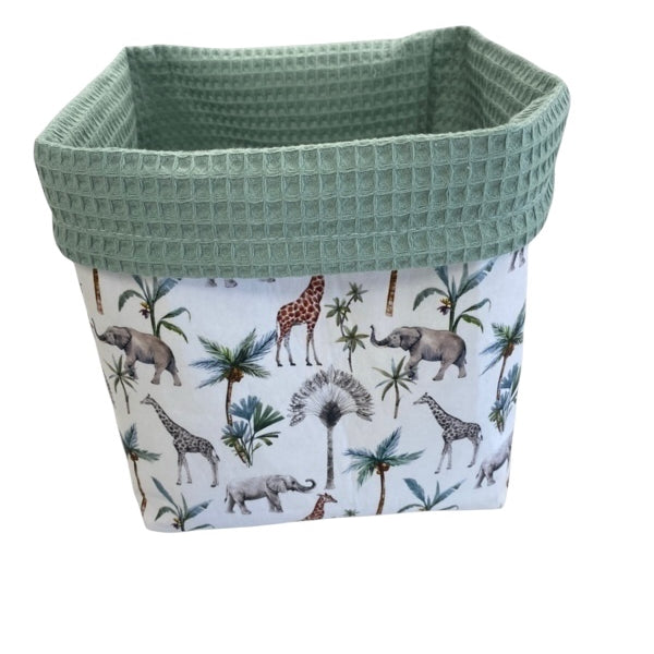 Commode Mandje Oud Groen Jungle Giraffe Olifantjes