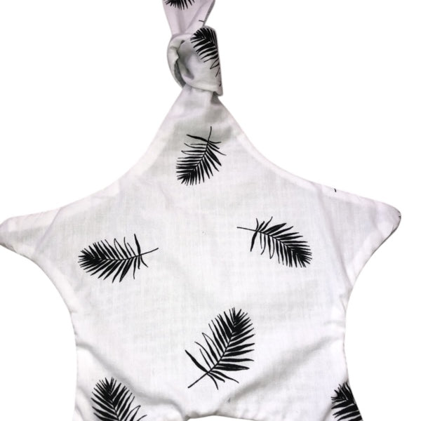 Speendoekje ster licht grijs grote veertjes