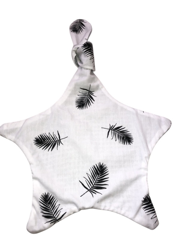 Speendoekje ster licht grijs grote veertjes