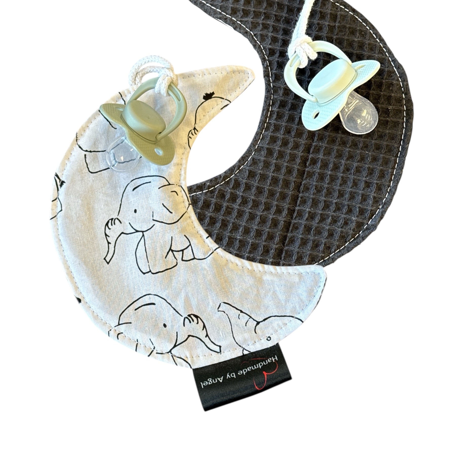 Speendoekje maan zwart olifanten