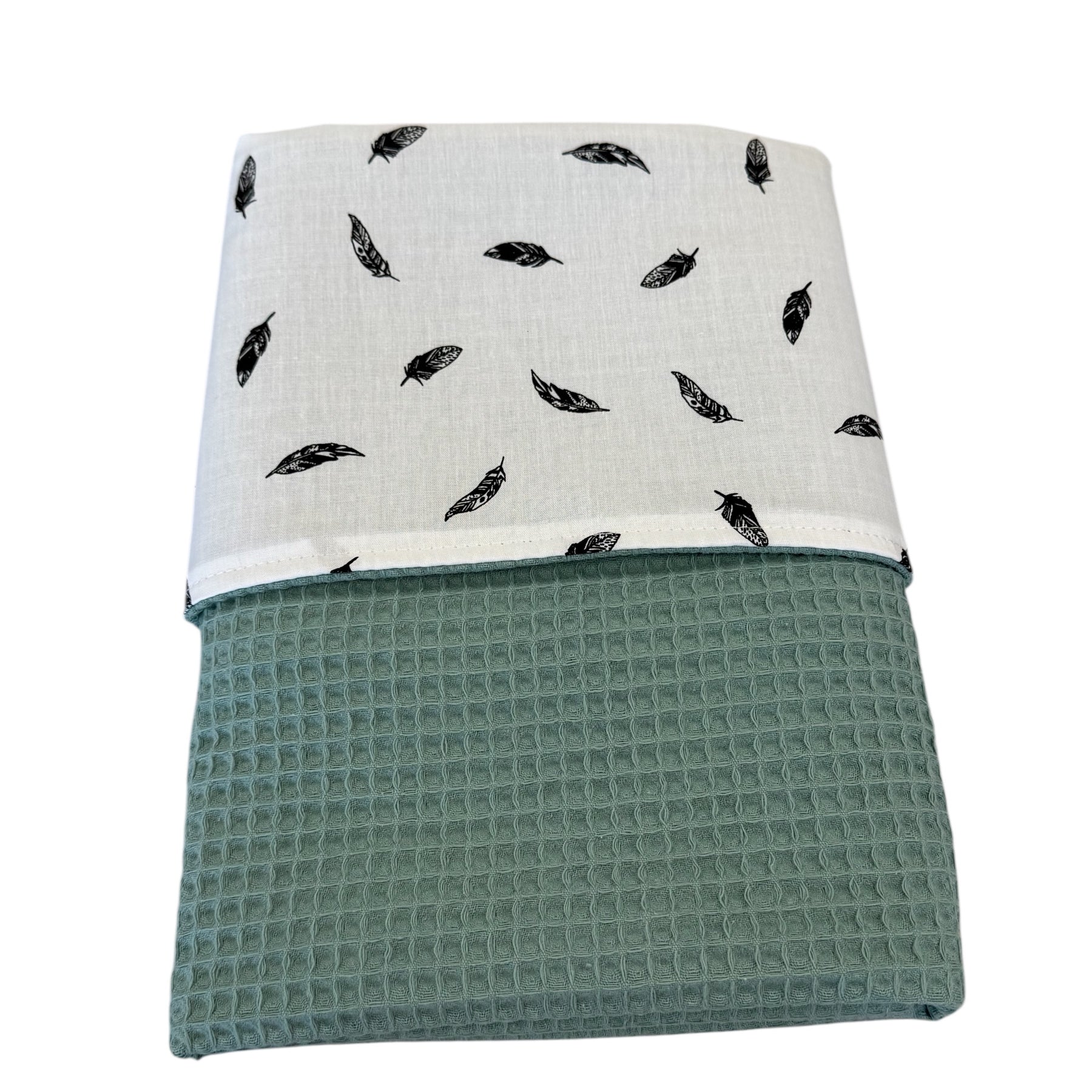 Baby deken kinderwagen deken wieg deken kleine veertjes oud groen