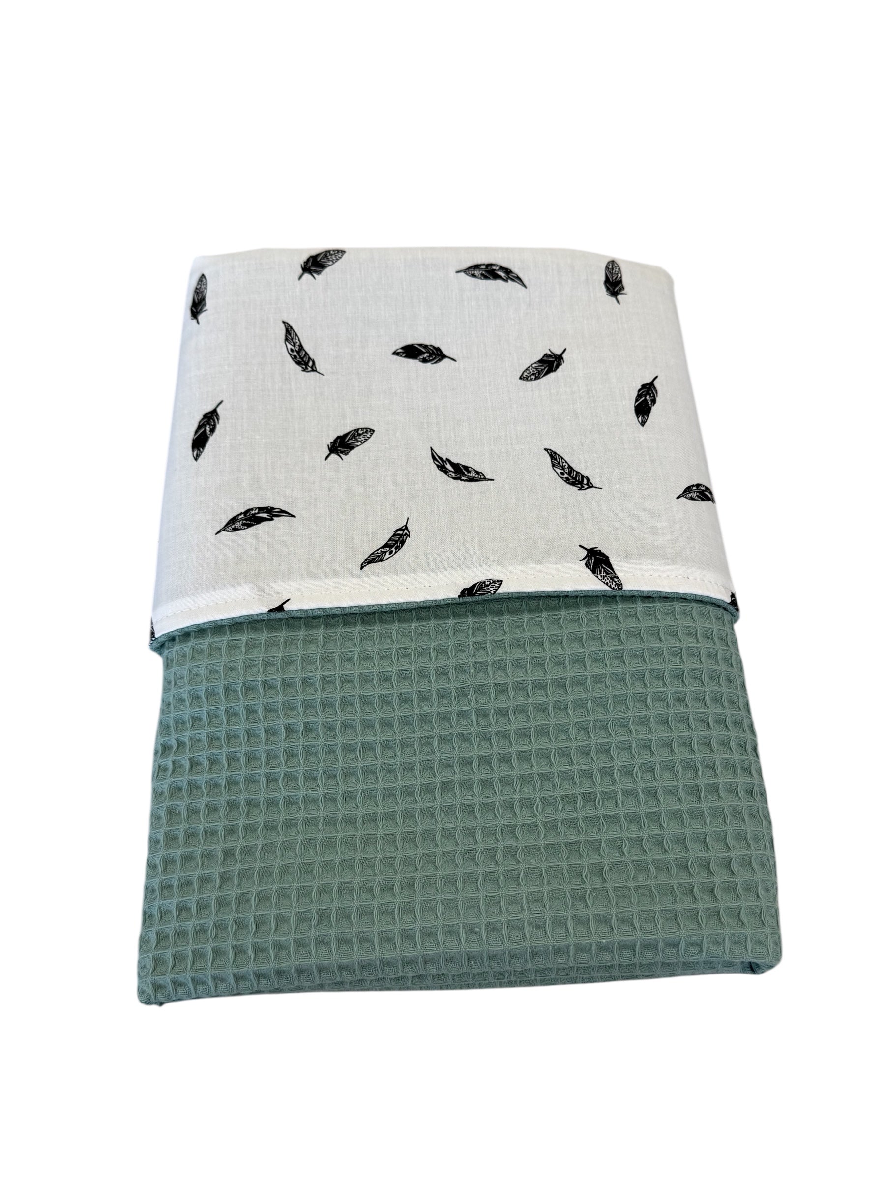Baby deken kinderwagen deken wieg deken kleine veertjes oud groen