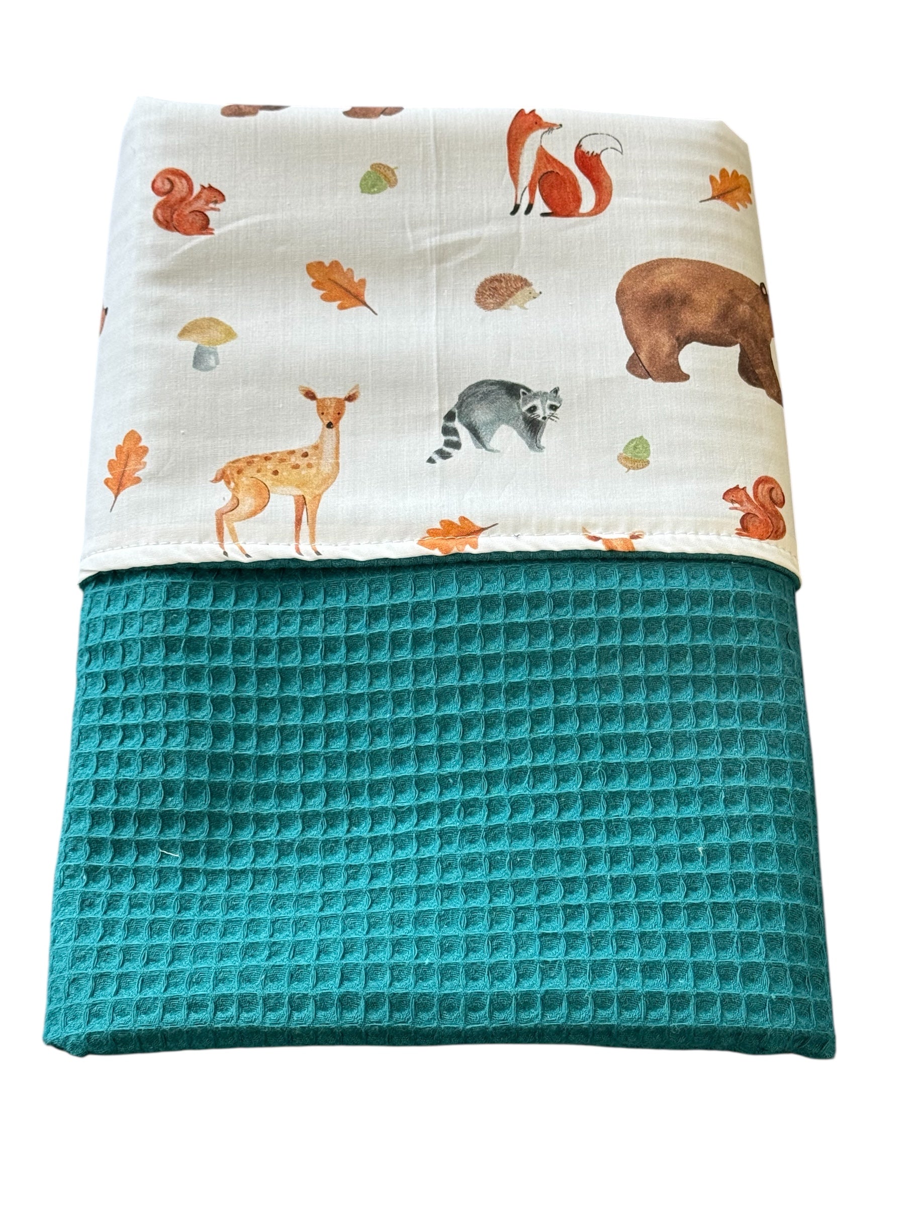 Baby deken kinderwagen deken wieg deken Petrol Forest Animal