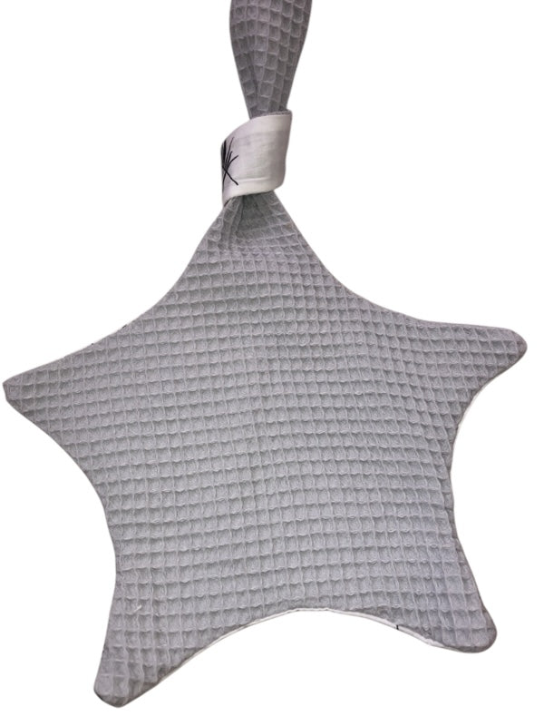 Speendoekje ster licht grijs grote veertjes